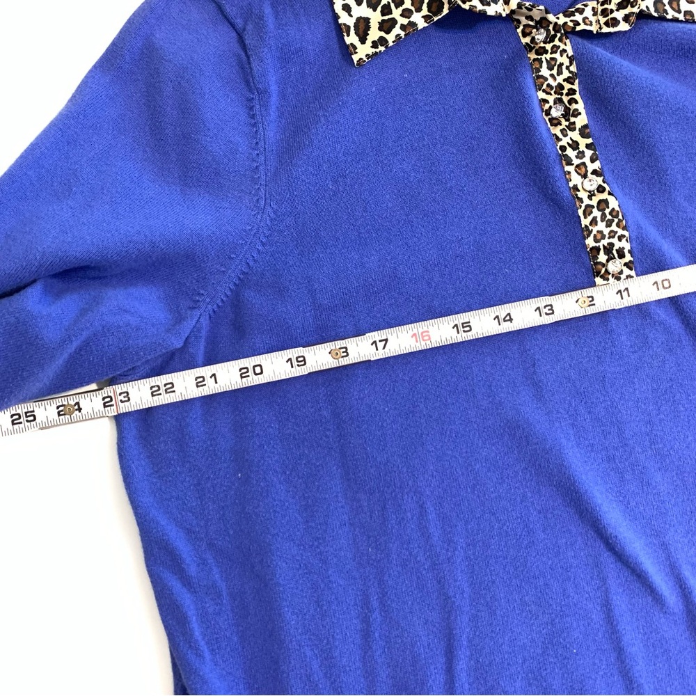 Quacker Factory Royal Blue Leopard Collar Women's Top Size 2X Casual Comfort - Picture 6 of 10